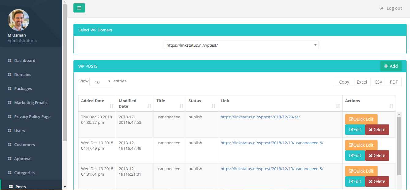 Wordpress Management System.